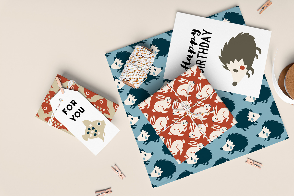 AnimalMinis Winter Paper and Clipart, a Pattern Graphic by kaeselotti (Photo 7 of 7)