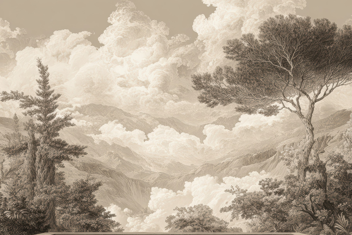 Rolling Hills and Clouds Wallpaper, a Decorative Illustration by Virgo Studio