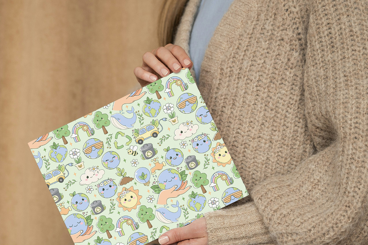 Pastel Earth Day Seamless Pattern, a Decorative Illustration by TitaLivingArt (Photo 5 of 8)