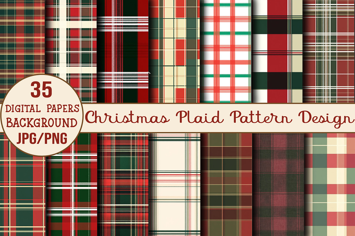 Christmas Plaid Pattern Design, a Background Graphic by DreamCafeArt (Photo 1 of 7)