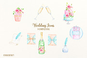 Watercolor Clipart Wedding Icons, an Illustration by Corner Croft (Thumbnail 3 of 4)