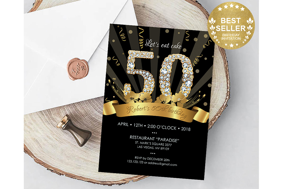 50th Birthday Invitation for Men, a Stationery Template by DreamsClipArt (Photo 1 of 3)