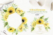 Sunflowers with Greenery Watercolor, an Illustration by Kim Thoa Designs (Thumbnail 3 of 8)