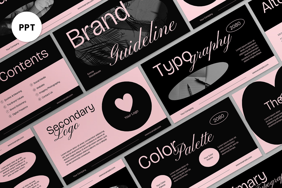 Black Pink Elegant Brand Power Point, a Presentation Template by graphicook (Photo 2 of 10)