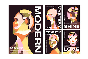 Fashion magazine cover designs set