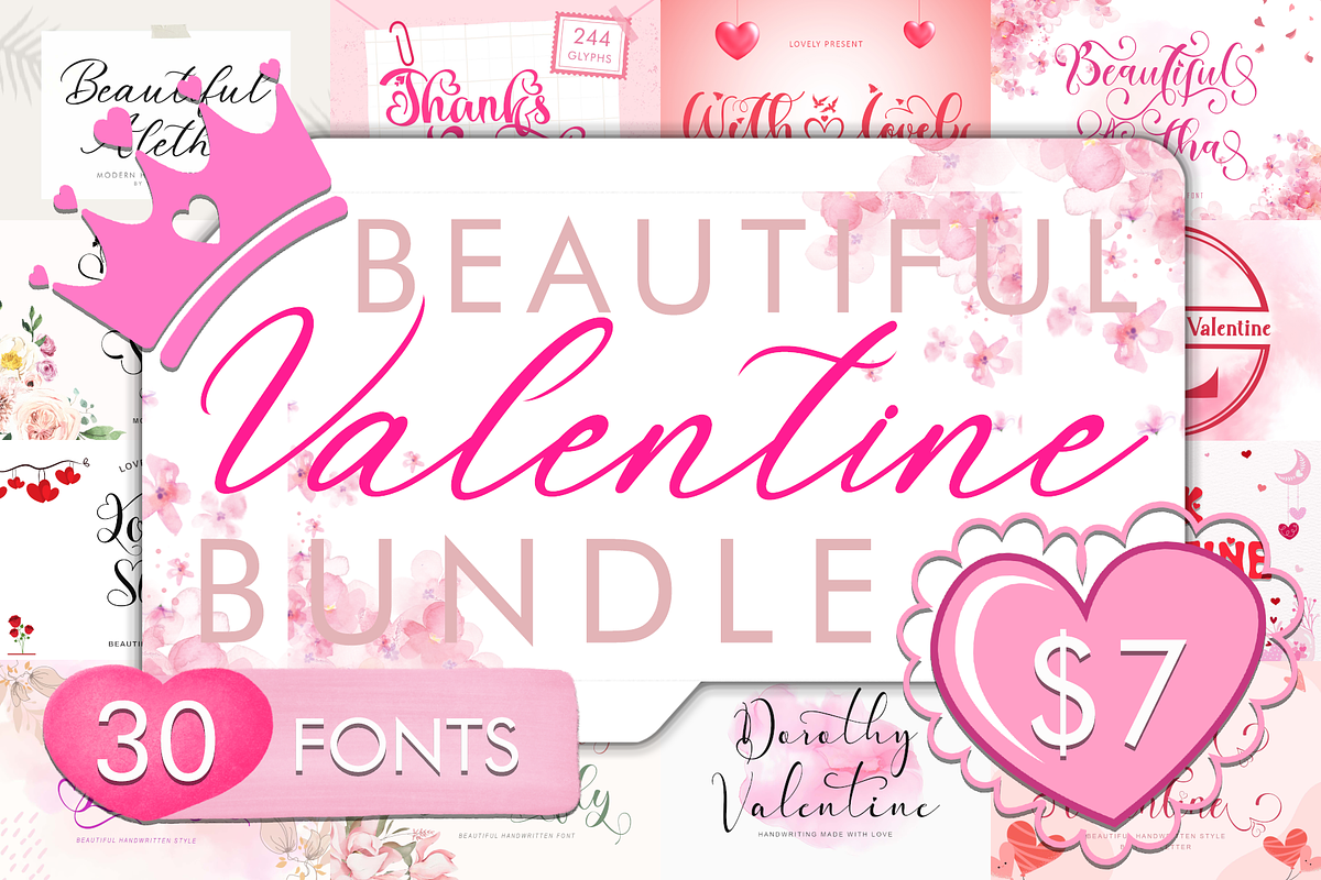 Valentine Beautiful Bundle, a Font by Yoga Letter