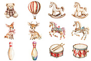 Vintage Watercolor Cute Circus Party, an Illustration by CitraGraphics (Thumbnail 5 of 5)