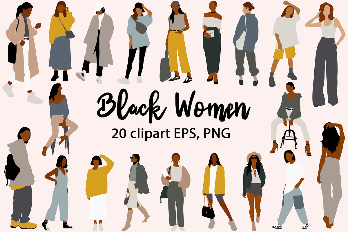 Abstract Black Women clipart, a Decorative Illustration by ApetekMarket (Photo 1 of 6)