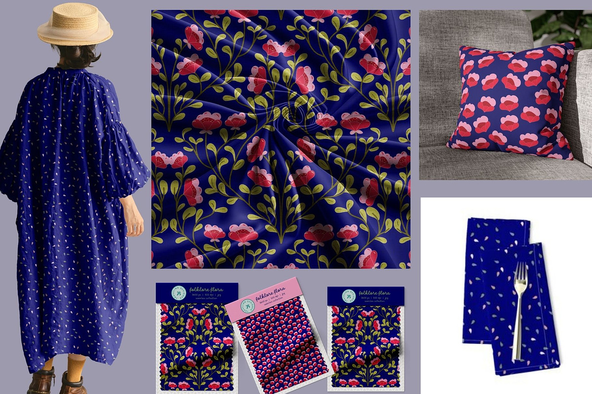Folklore Flora Pattern Collection, a Pattern Graphic by Traveling Designer (Photo 2 of 6)