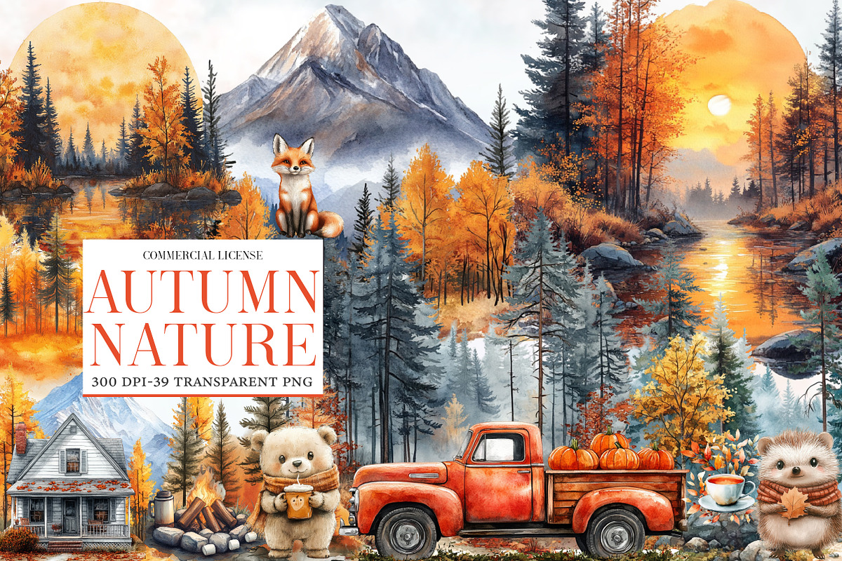 Autumn Nature Clipart, an Illustration by Designworld (Photo 1 of 6)