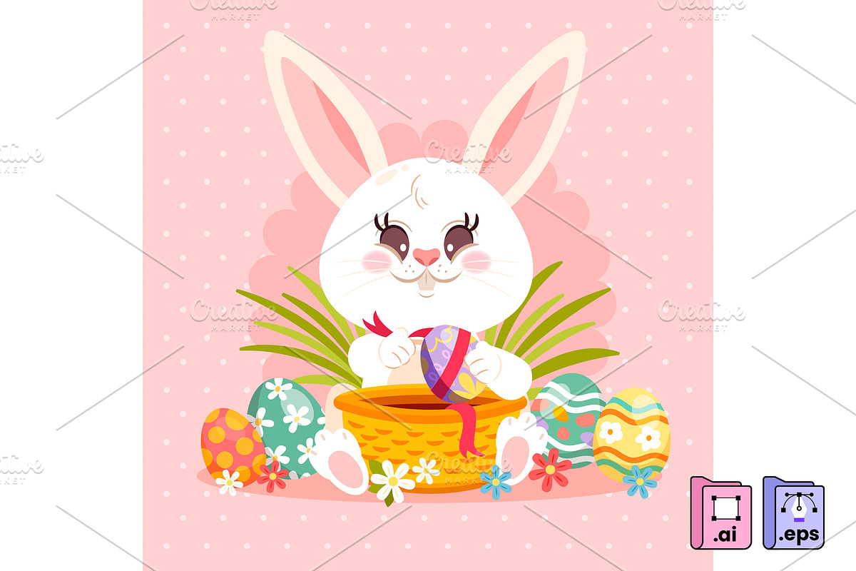 Cute Easter Bunny, an Illustration by MISS CHATZ