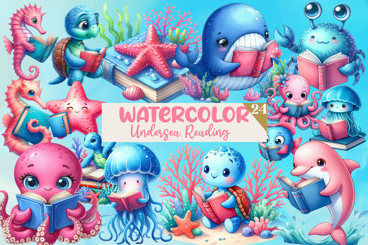 Undersea Reading Clipart, an Illustration by Designworld (Photo 1 of 6)