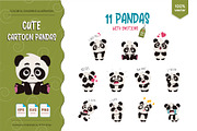 11 Cute Cartoon Pandas. T-Shirt, an Animal Illustration by KENO Mascots (Thumbnail 1 of 3)