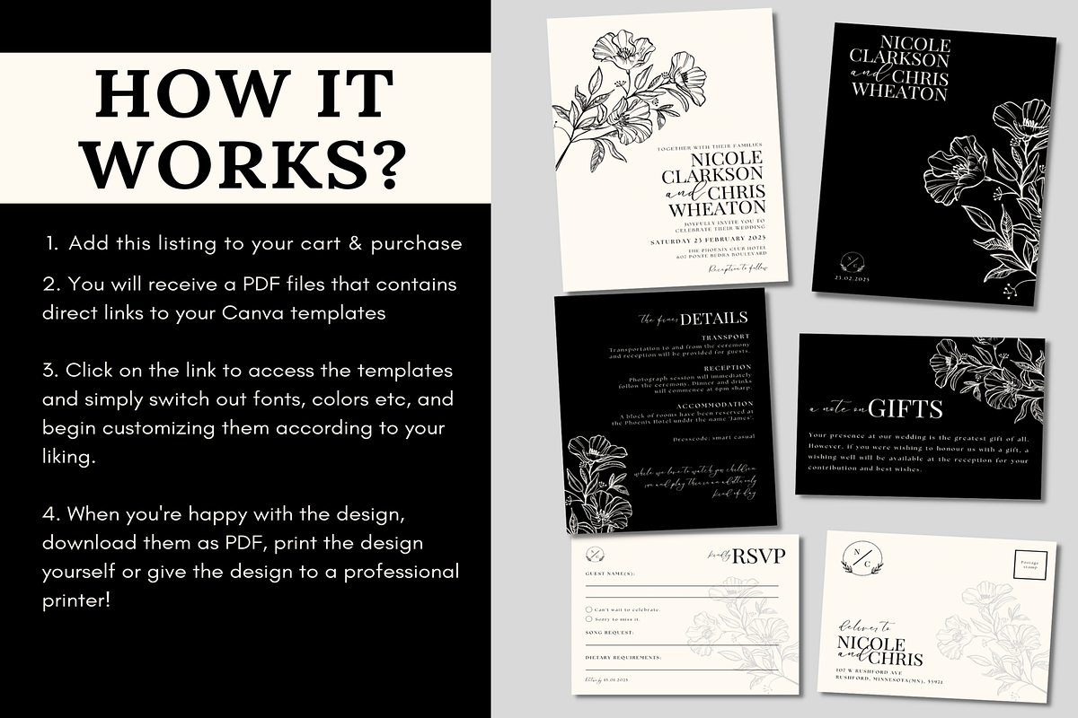 Black Wedding Invitation Template, an Invitation Template by LushBury (Photo 3 of 5)