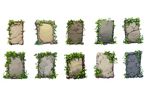 Stone board with vines leaves set, an Illustration by Valerie Bodnar