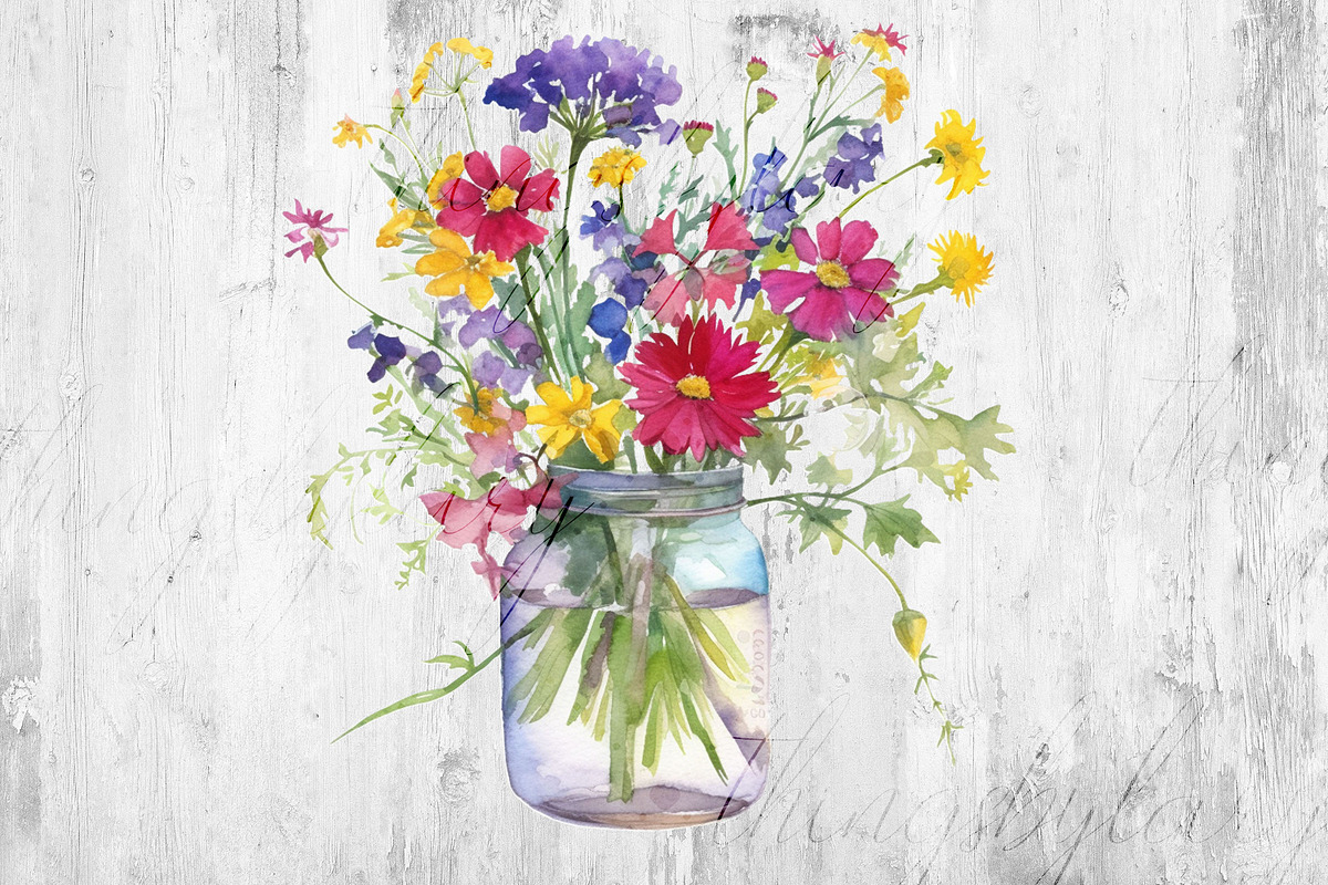 Wildflower in a Mason Jar PNG Images, an Object Graphic by ThingsbyLary (Photo 4 of 10)