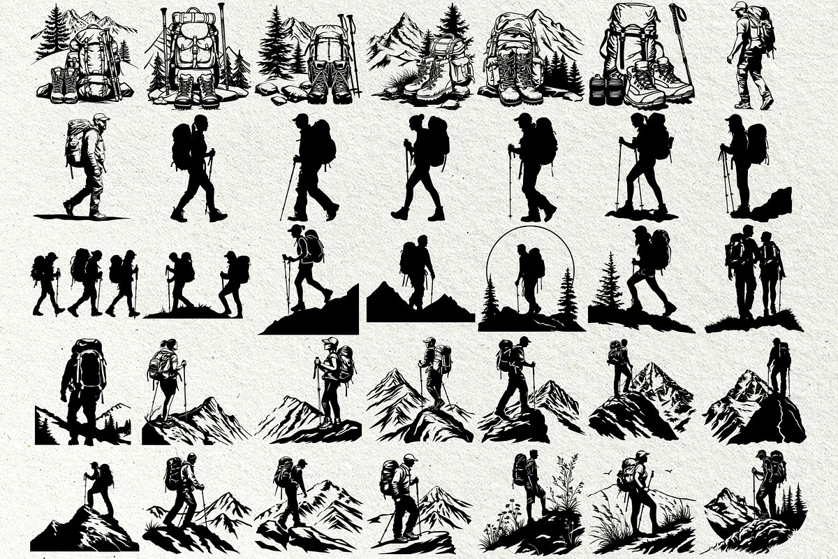 Hiking Svg Bundle, a Person Illustration by DENIDigitalArtSudio (Photo 3 of 9)