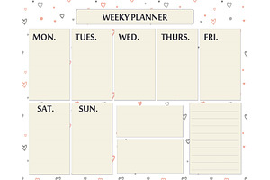 Weekly Planner. Cute Page For