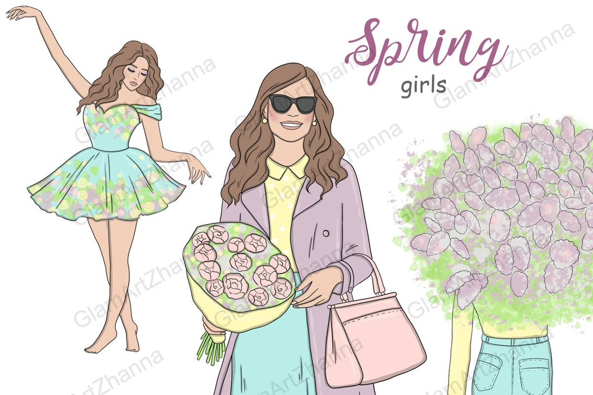 Spring Girls Clipart, a Person Illustration by GlamArtZhanna (Photo 1 of 4)
