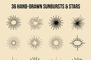 36 Hand Drawn Sunbursts & Stars, an Illustration by Graphicsfuel (Thumbnail 2 of 5)