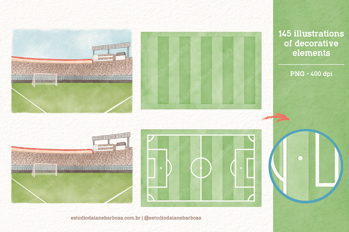 Football - Cliparts Set, an Illustration by Estudio Daiane Barbosa (Photo 5 of 10)