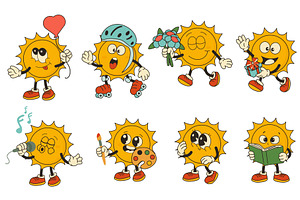 Groovy Sun Character, an Object Illustration by alexdndz