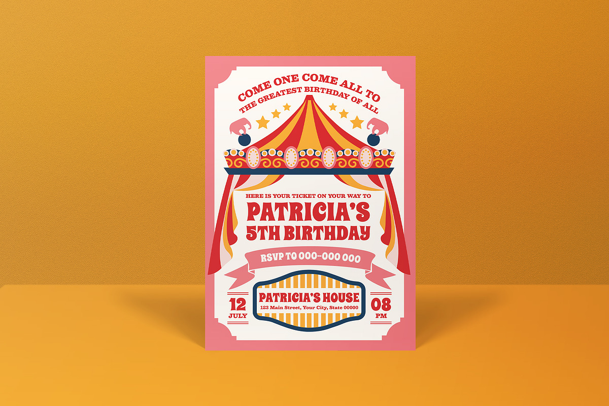 Circus Birthday Invitation, an Invitation Template by graphicook (Photo 2 of 3)