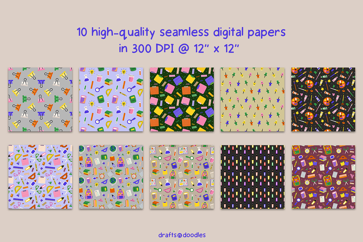 Back to School Clipart and Patterns, a Pattern Graphic by Drafts n Doodles (Photo 4 of 12)