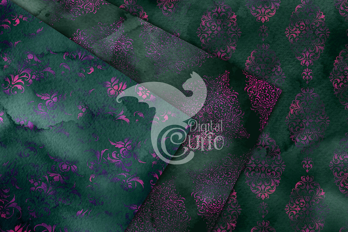 Watercolor Plum Damask Textures, a Texture Graphic by Digital Curio (Photo 4 of 7)