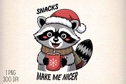 Christmas Raccoon Snacks Quote PNG, an Illustration by Daily.Designs (Thumbnail 1 of 5)