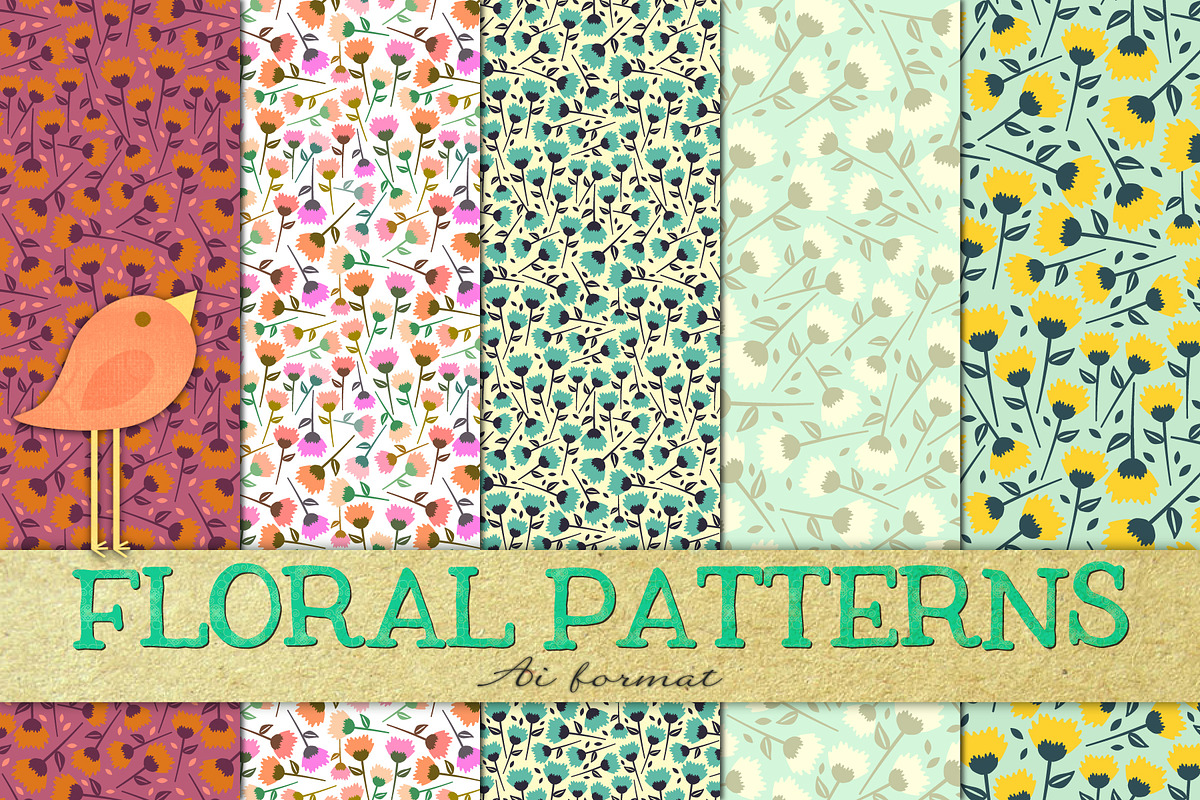 Floral Patterns seamless, a Pattern Graphic by Anny Cecilia Walter (Photo 1 of 3)