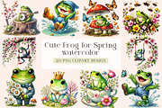 Cute Frog for Spring Clipart, an Illustration by DreamArtGraphic (Thumbnail 1 of 4)