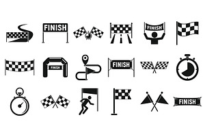 Finish icons set, simple style, an Object Illustration by Ylivdesign
