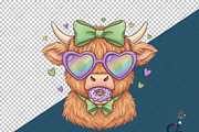 Retro Mardi Gras Highland Cow Png, an Illustration by Creative Art (Thumbnail 6 of 6)