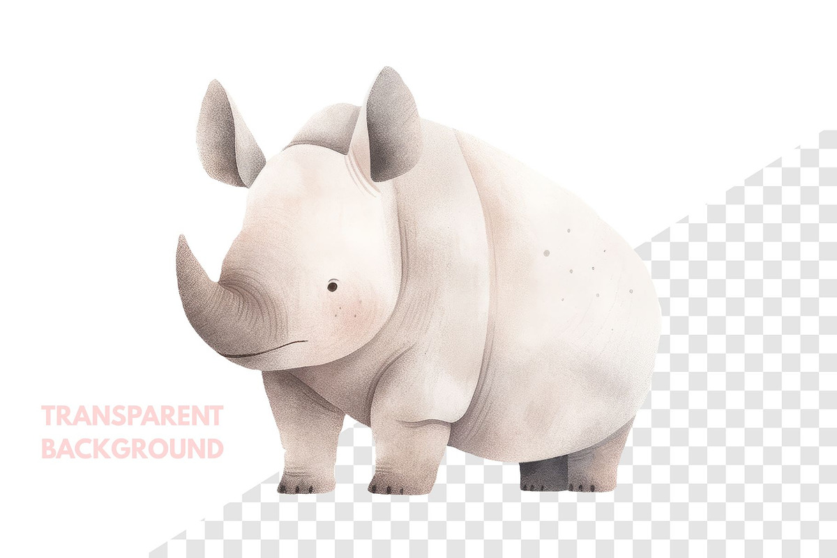 Cute Baby Rhino Animal, an Animal Illustration by ⋒DesignECShop⋒ (Photo 2 of 3)