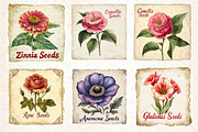 Vintage Flowers Clipart Seed Packet, an Illustration by Dream Creation (Thumbnail 3 of 6)