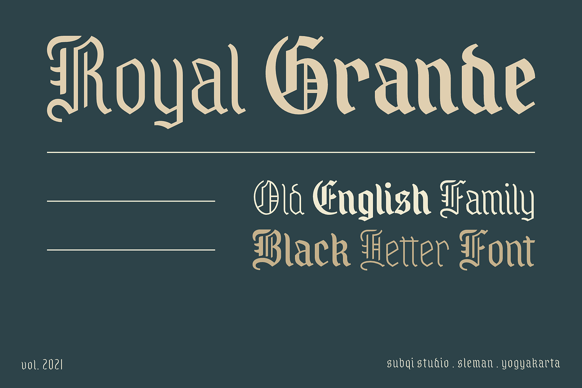 Royal Grande - Black Letter Family, a Blackletter Font by Subqi Std (Photo 1 of 7)