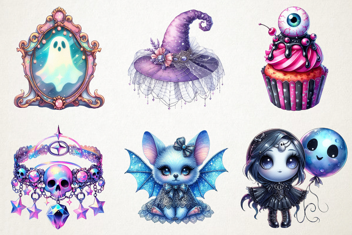 Pastel Gothic Halloween Clipart, an Illustration by RobertsArt (Photo 7 of 7)