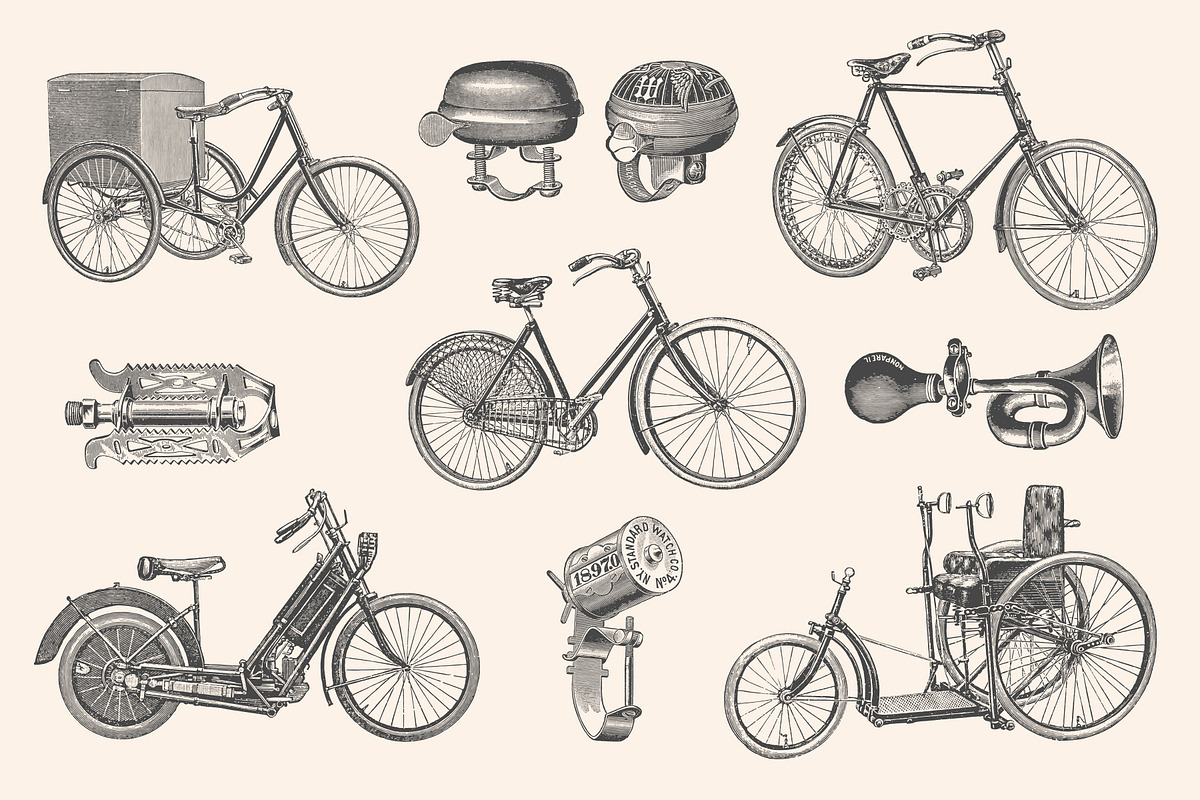 Bicycles - Vintage Illustration Set, an Illustration by Graphic Goods (Photo 7 of 10)