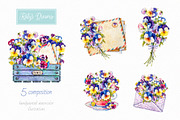 Pansies. Watercolor., a Decorative Illustration by Ekaterina Mikheeva (Thumbnail 3 of 7)