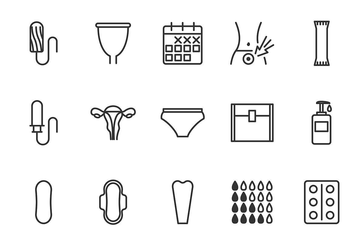 Menstruation cycle icons set, an Outline Icon by mayrum (Photo 2 of 2)