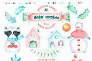 Watercolor Winter vacation - clipart, an Illustration by LaVika (Thumbnail 2 of 6)