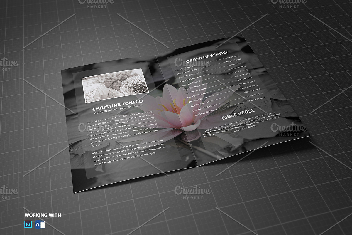 Funeral Program Template Black White, a Brochure Template by Madhabi Studio (Photo 4 of 5)