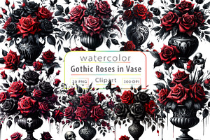 Gothic Roses In Vase Clipart