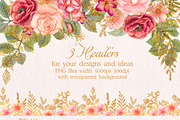 Watercolor glitter floral headers, a Decorative Illustration by antuanetto (Thumbnail 2 of 5)