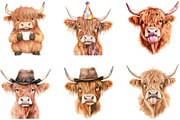Funny Highland Cow Clipart Bundle, an Illustration by DreamArtGraphic (Thumbnail 2 of 4)