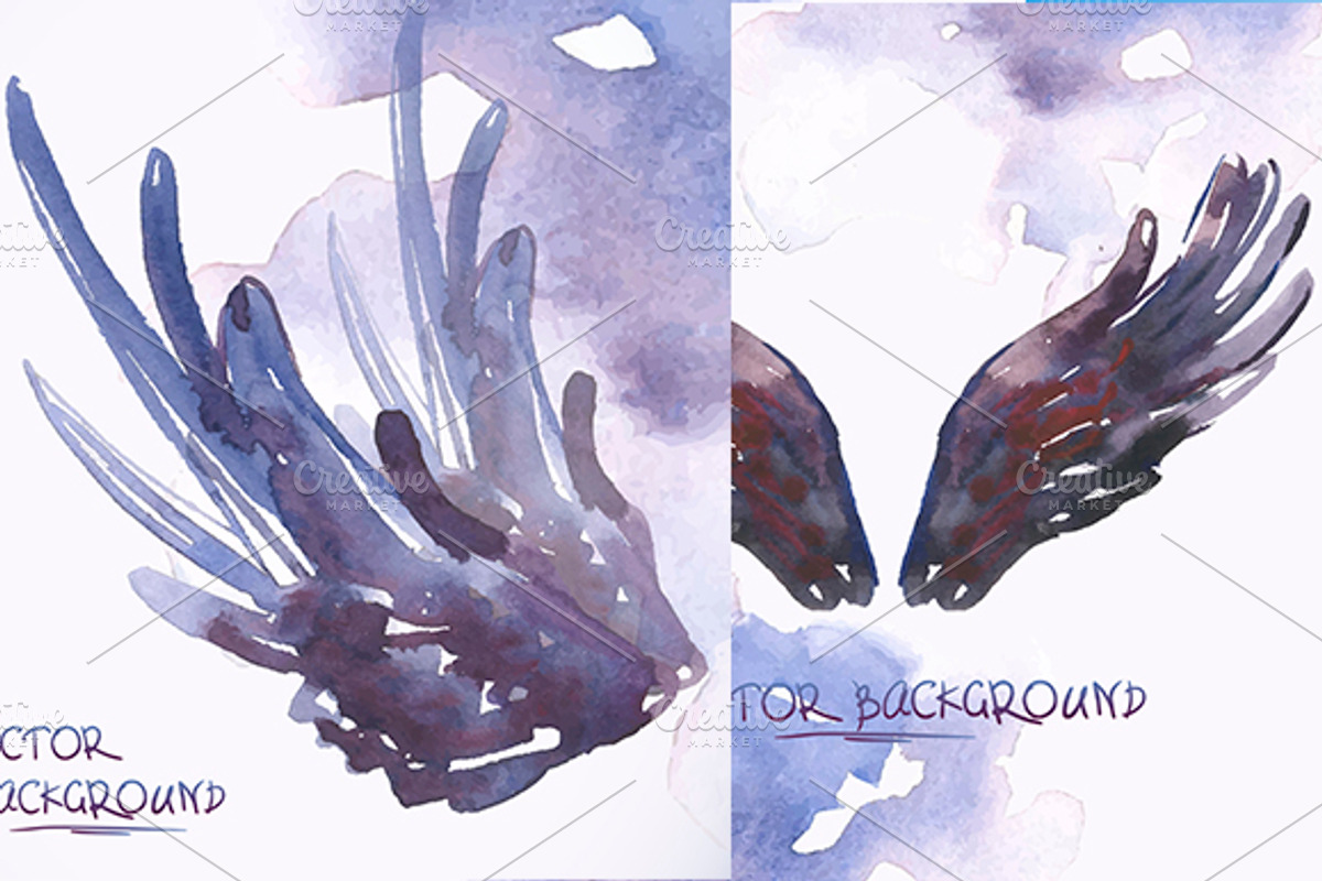 Watercolor background with wings, an Animal Illustration by Depiano (Photo 2 of 5)