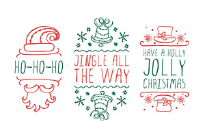 Handdrawn christmas badges