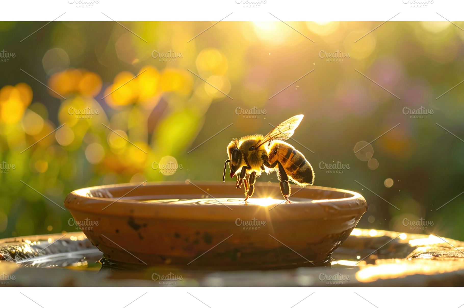 Honey bee drinks from a shallow, an Animal Photo by Igor Tichonow