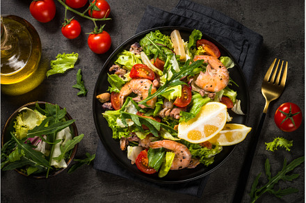 Seafood salad with leaves and, a Food & Drink Photo by Nadia-nb